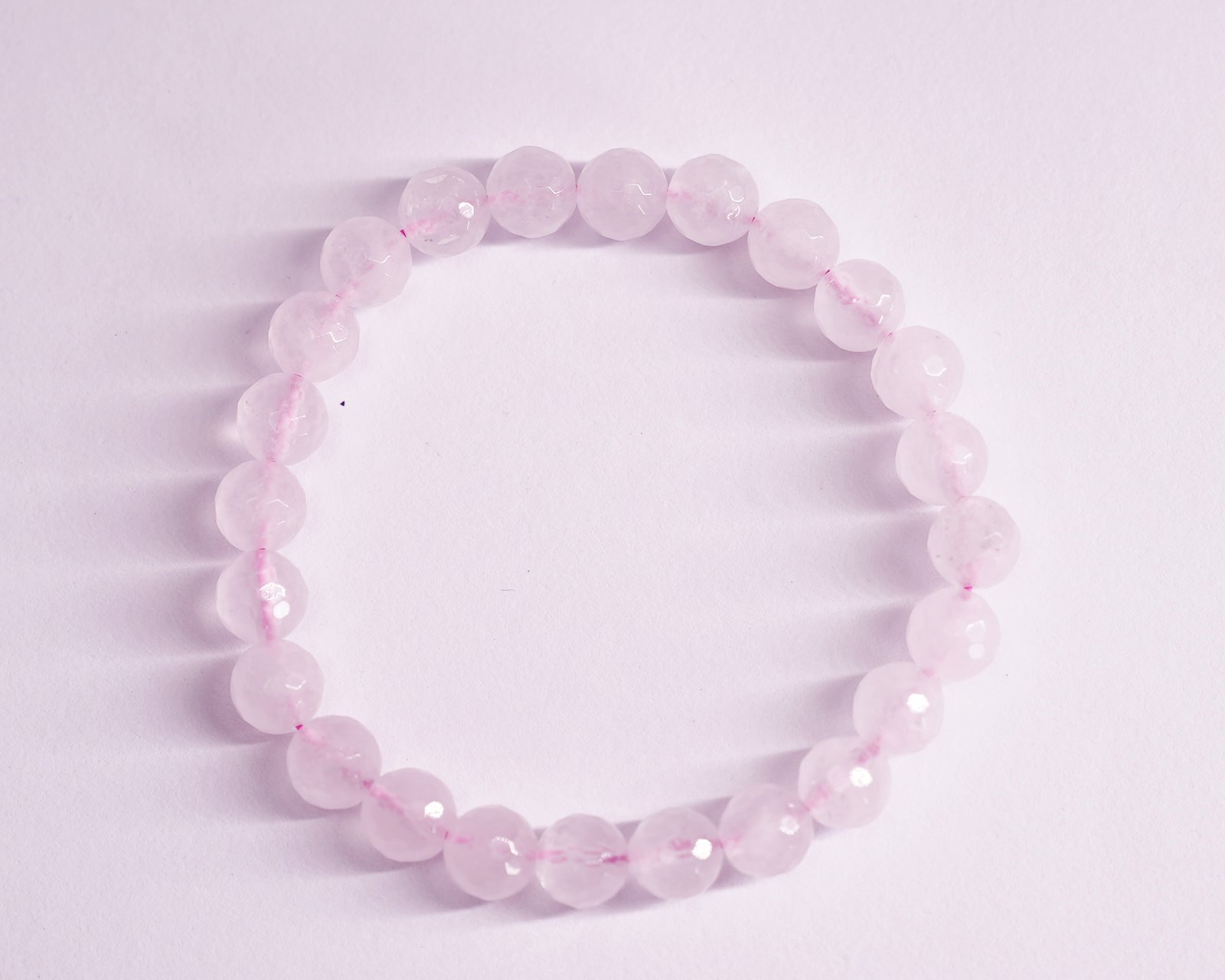 Rose Quartz Diamond Cut Bracelet